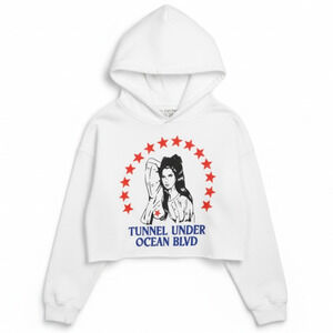 Lana Del Rey Tunnel Under Ocean Blvd Limited Edition White Cropped Hoodie M